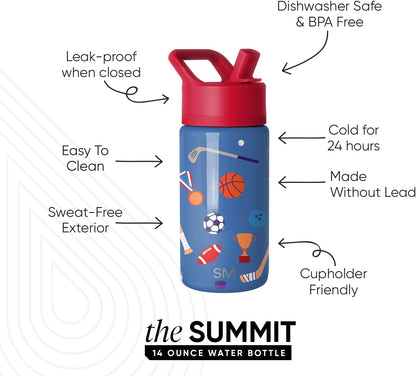 Simple Modern Kids Water Bottle with Straw Lid | 14oz Insulated Stainless Steel Kids Tumbler & Spill Proof Toddler Cup for School, Girls, Boys | Summit | Chloe Floral - Colors A