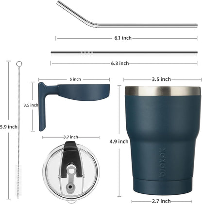 BJPKPK Tumbler With Handle And Straw Lid 40 oz Stainless Steel Insulated Coffee Tumbler Cups For Home, Office or Car,Turquoise