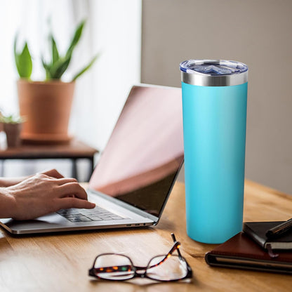 20 oz Skinny Tumblers with Lid and Straw,Stainless Steel Vacuum Insulated Tumbler Cup Double Wall Travel Coffee Mug, Thermal Water Tumbler for Hot and Cold Drinks(Rose Gold,1)