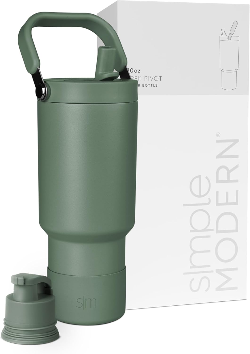 Simple Modern Trek Pivot | 40oz Flip Straw Tumbler with Handle | Water Bottle & Boot | Interchangeable Straw & Chug Lids | Insulated Stainless Steel Jug | Gym Sports Outdoors | Forest - Colors A