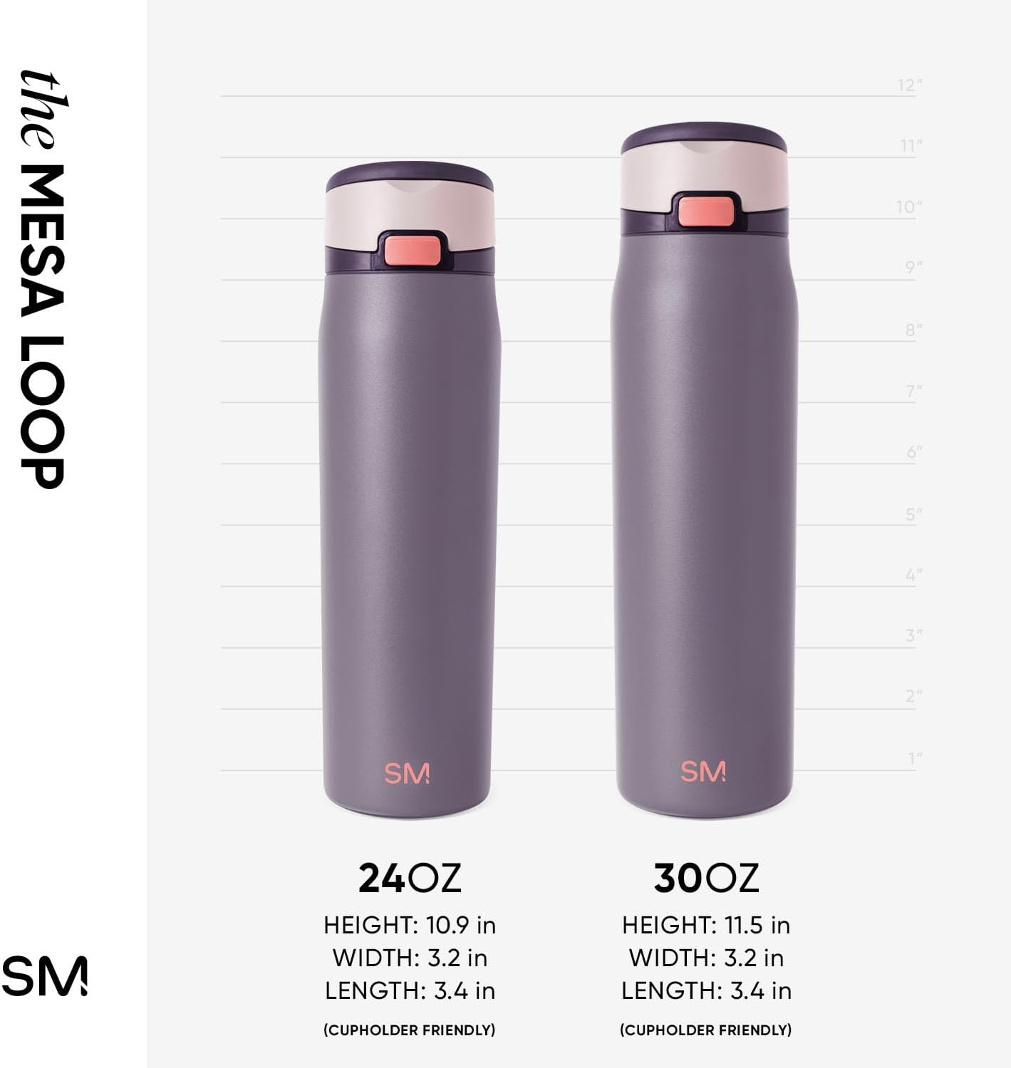 Simple Modern Mesa Loop Water Bottle with Covered Straw and Handle | 24oz Cup Holder Friendly Insulated Stainless Steel Bottles for Travel, Sports and School | Iris Sage - Colors A