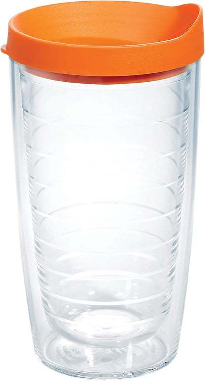 Tervis Clear & Colorful Lidded Made in USA Double Walled Insulated Tumbler Travel Cup Keeps Drinks Cold & Hot, 24oz, Black Lid, 1 Count (Pack of 1)