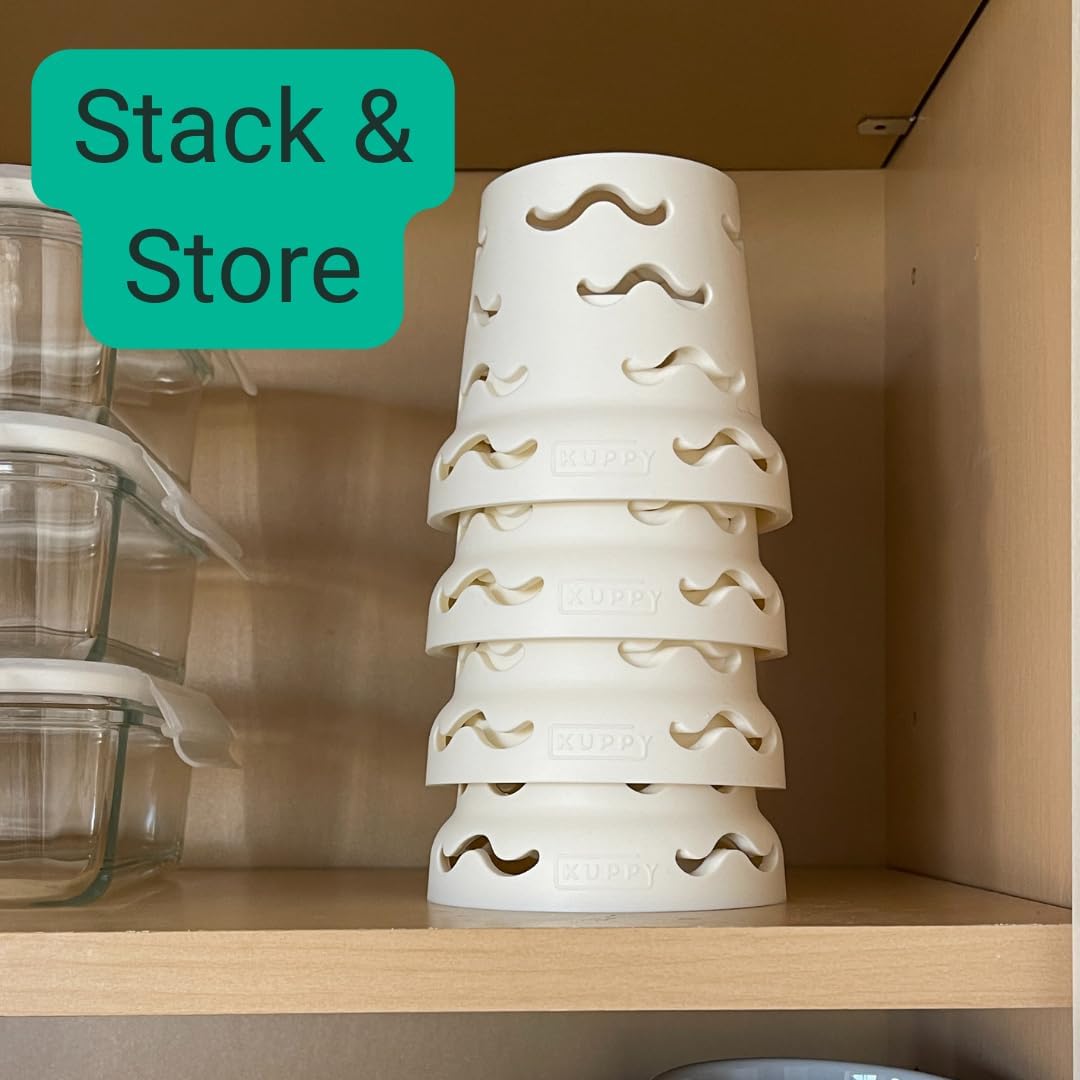 Kuppy Silicone Water Bottle Drying Rack - Fast-Dry Bottle Dryer for 20-64oz Cups - Reusable Food Storage Bag Drying Rack - Compatible with Stanley, Owala, Stasher (Gray, 4-Pack)