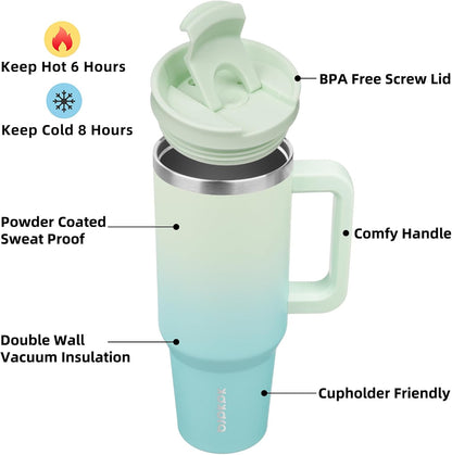 BJPKPK 30oz Stainless Steel Insulated Tumbler With Handle And Lid Straw Travel Coffee Mug Thermal Cup,Black
