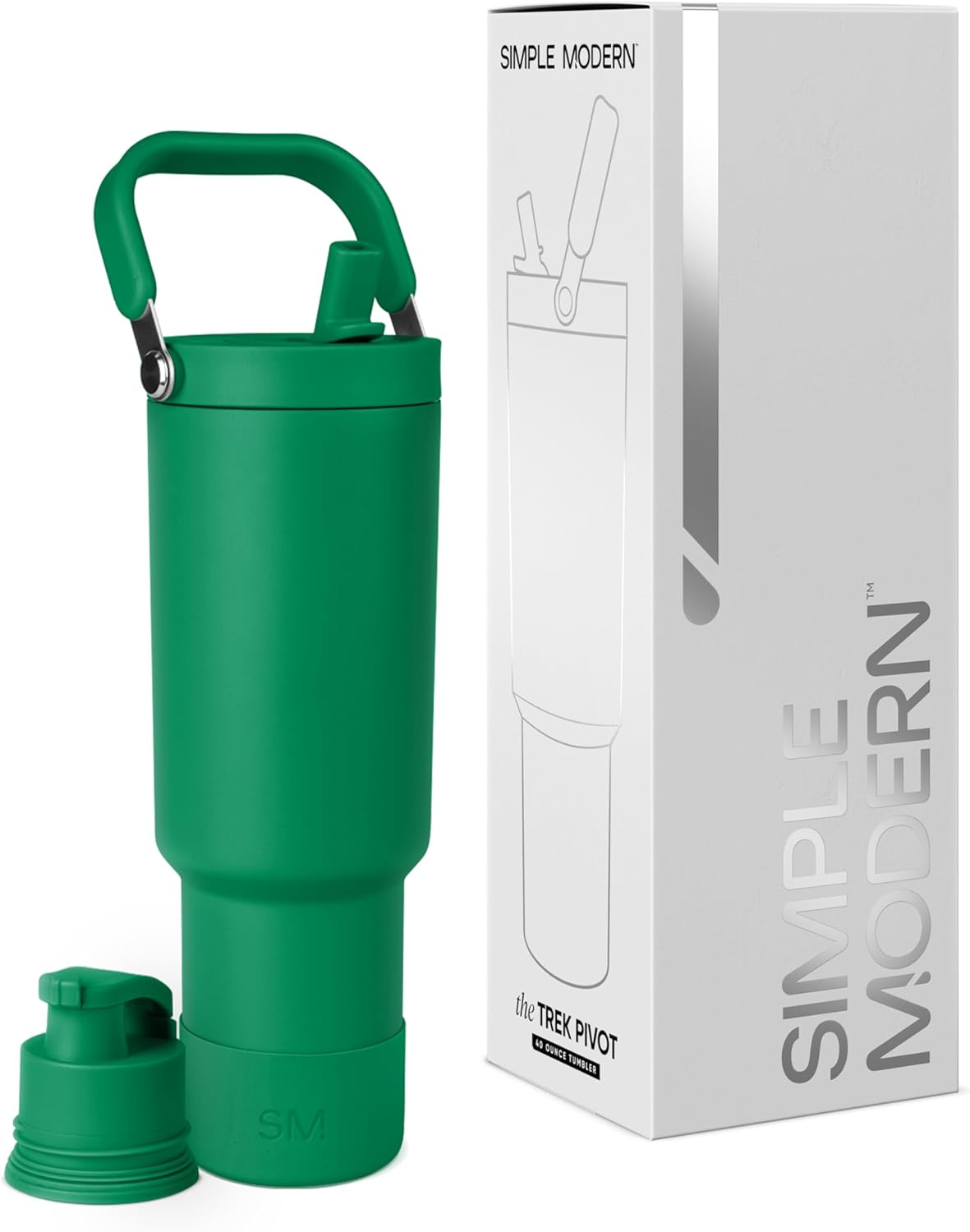 Simple Modern Trek Pivot | 40oz Flip Straw Tumbler with Handle | Water Bottle & Boot | Interchangeable Straw & Chug Lids | Insulated Stainless Steel Jug | Gym Sports Outdoors | Forest - Colors A