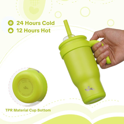 Konokyo 30 oz Tumbler with Side Handle, Insulated Water Bottle with Straw and 2 in 1 Lid, Stainless Steel Cup Travel Coffee Mug for Sports Office Gym,Purple
