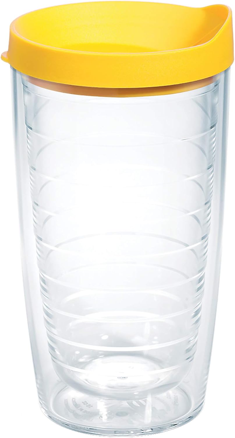 Tervis Clear & Colorful Lidded Made in USA Double Walled Insulated Tumbler Travel Cup Keeps Drinks Cold & Hot, 24oz, Black Lid, 1 Count (Pack of 1)