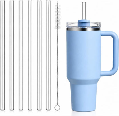 Replacement Straw Compatible with 40 oz Stanley Quencher Tumbler, 12 Inch Extra Long Reusable Plastic Straws for 40 Oz Cup,Clear-6 Pack
