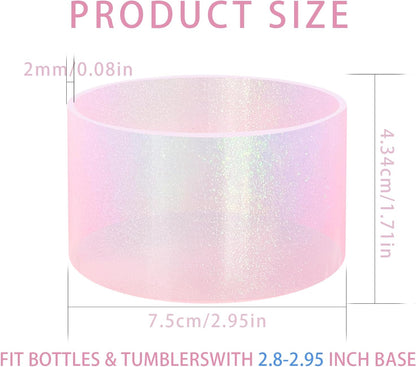Jelly Luster Glitter Silicone Transparent Boot for Stanley 20-40oz, Compatible with Hydro Flask or Other Water Bottle Tumbler, 2.85-3.0 inch Protective Anti-Slip Bottom Sleeve Cover