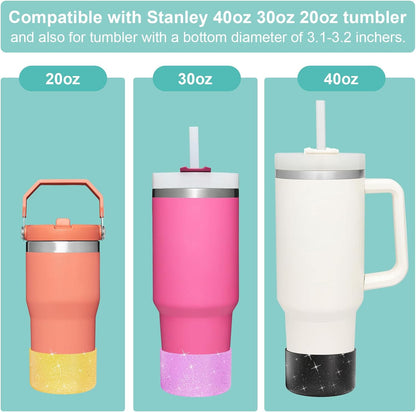 Airboat Upgrade 2PCS Protective Silicone Boot Bumper for Stanley Quencher Adventure 40oz 30oz IceFlow 20oz 30oz Tumbler, Water Bottle Bottom Sleeve Cover Accessories for Stanley Mug Cup(Black)