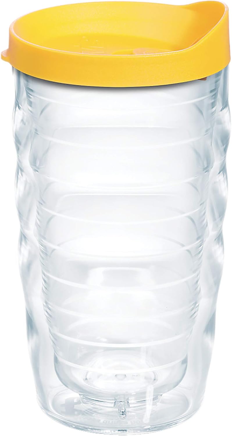 Tervis Clear & Colorful Lidded Made in USA Double Walled Insulated Tumbler Travel Cup Keeps Drinks Cold & Hot, 24oz, Black Lid, 1 Count (Pack of 1)