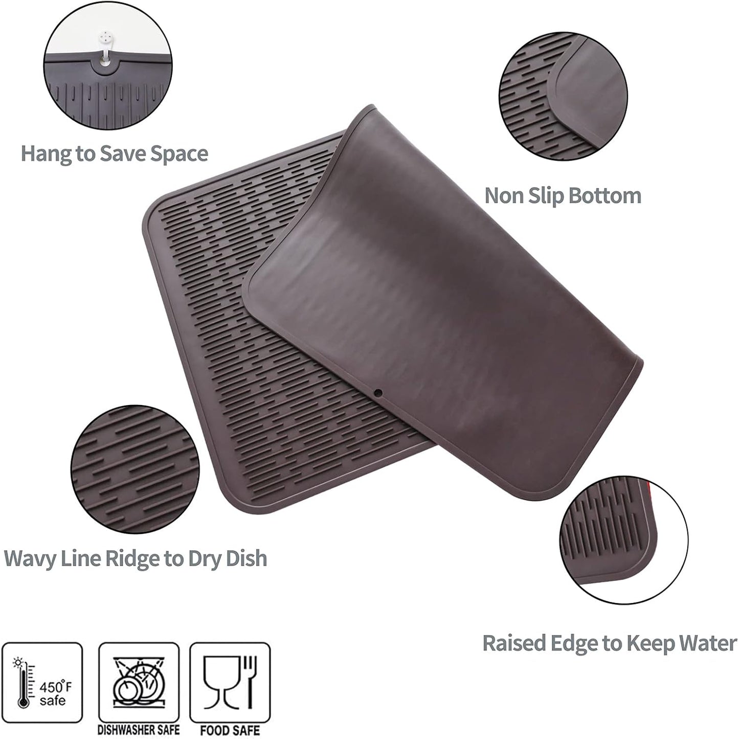 MicoYang Silicone Dish Drying Mat for Multiple Usage,Easy clean,Eco-friendly,Heat-resistant Silicone Mat for Kitchen Counter,Sink,Bar,Bottle,or Cup Green M 17 inches x 6 inches