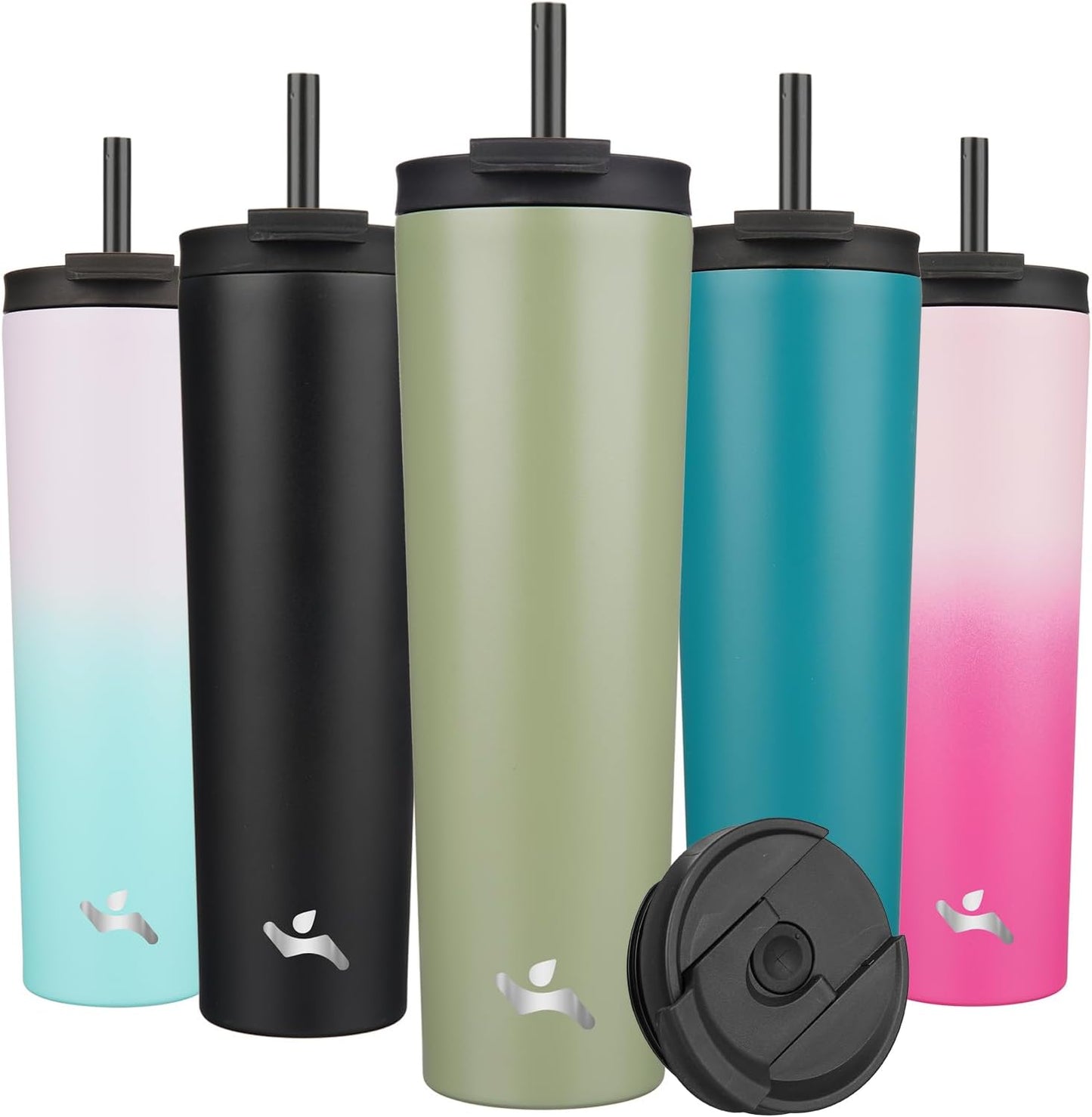 Konokyo 30 OZ Insulated Tumbler with Lid and 2 Straws Stainless Steel Water Bottle Vacuum Travel Mug Coffee Cup,Pastel Sunset