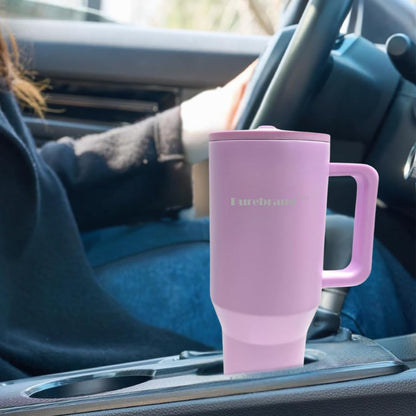 40 oz Tumbler. 100% Leak-Proof Splash-Proof Spill-Proof Lid with Handle and Flip Straw. Double Wall Vacuum Insulated Stainless Steel for Hydration at Home Office Car Gym and Playgrounds (Pink Sand)