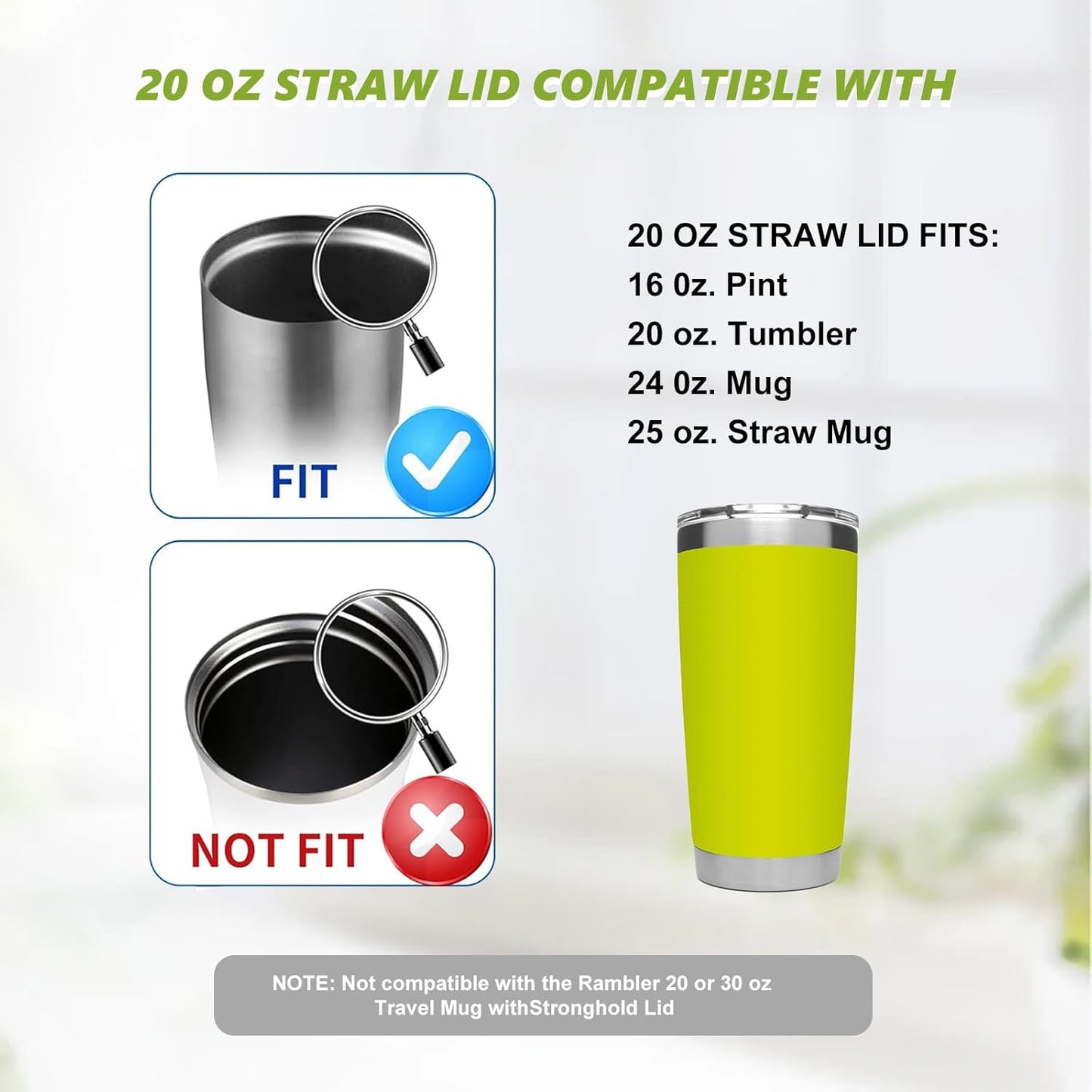 30 oz Tumbler Straw Lid, 2 Pack Replacement Lids for YETI 26oz/30oz/35oz Straw Mug, Transparent Travel Tumbler Top with BPA Free and Shatter-proof
