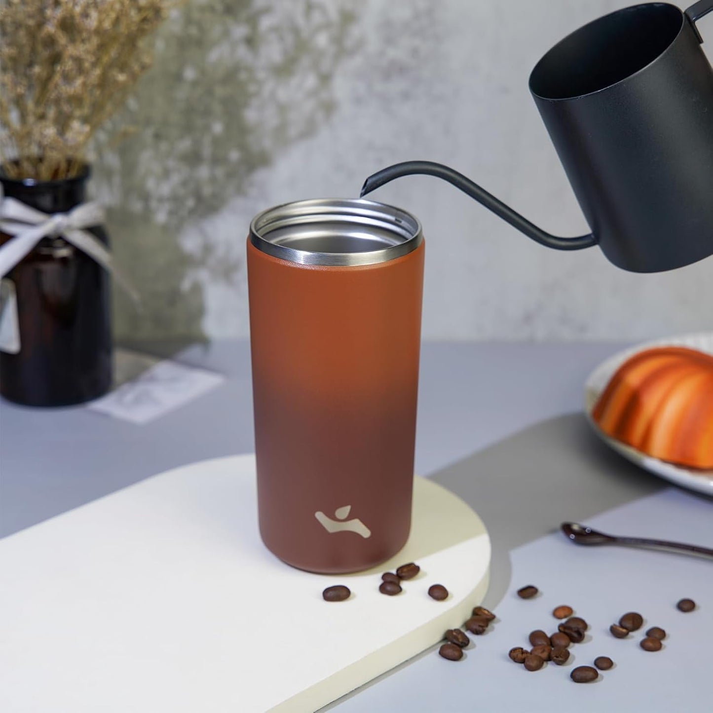 Konokyo Tumbler with Lid, 16 oz Travel Coffee Mug Double Wall Vacuum Stainless Steel Thermal Metal Cup Insulated Water Bottle,Navy Blue