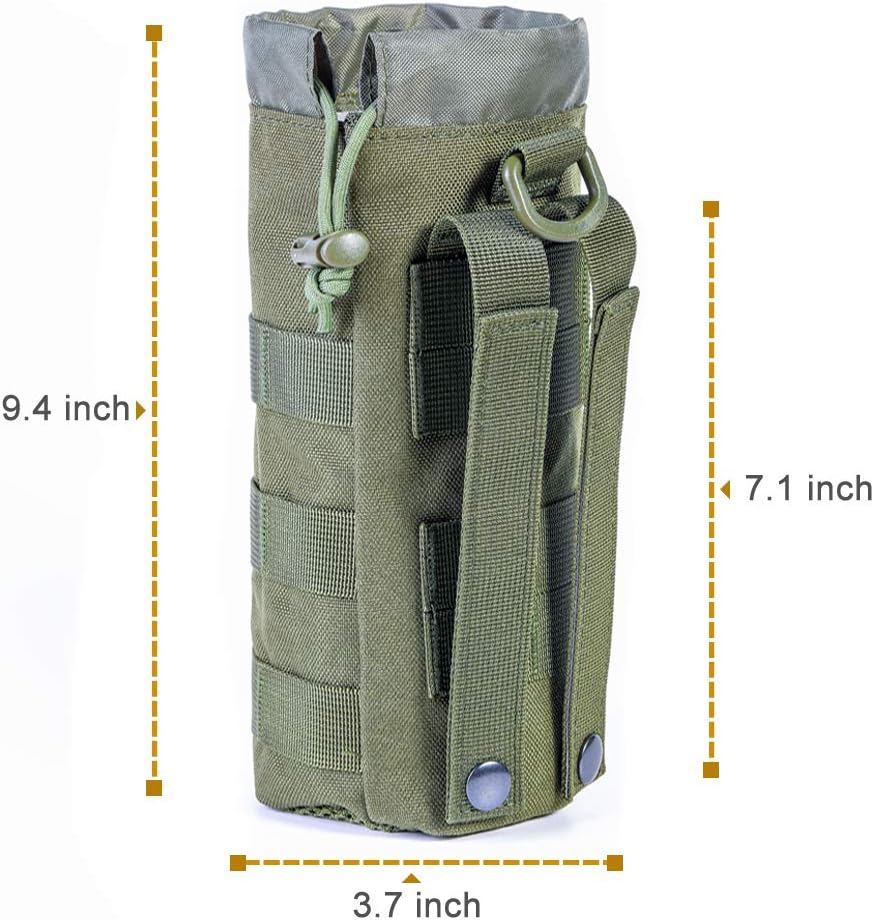 Upgraded Sports Water Bottles Pouch Bag, Tactical Drawstring Molle Water Bottle Holder Tactical Pouches, Travel Mesh Water Bottle Bag Tactical Hydration Carrier