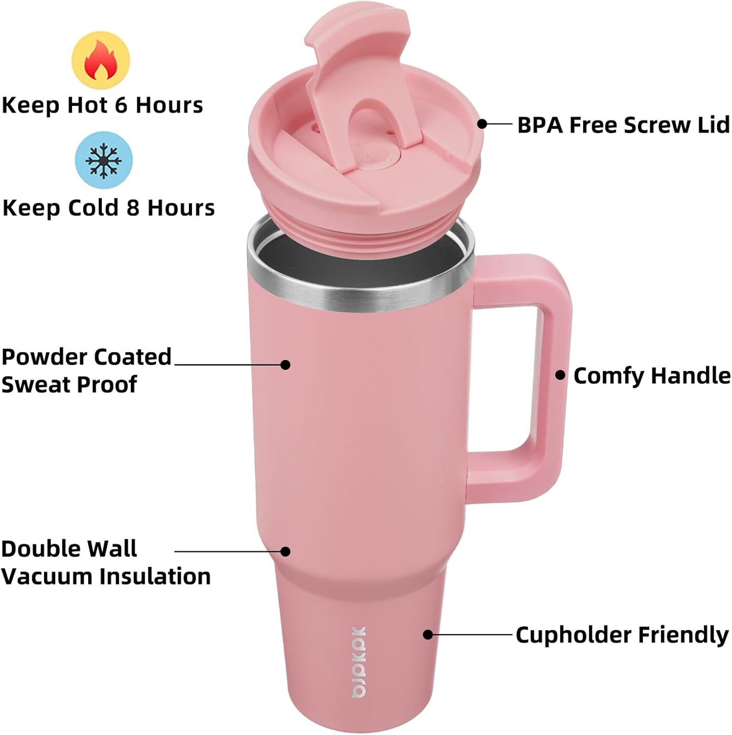 BJPKPK 30oz Stainless Steel Insulated Tumbler With Handle And Lid Straw Travel Coffee Mug Thermal Cup,Black