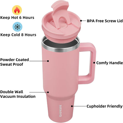 BJPKPK 30oz Stainless Steel Insulated Tumbler With Handle And Lid Straw Travel Coffee Mug Thermal Cup,Black