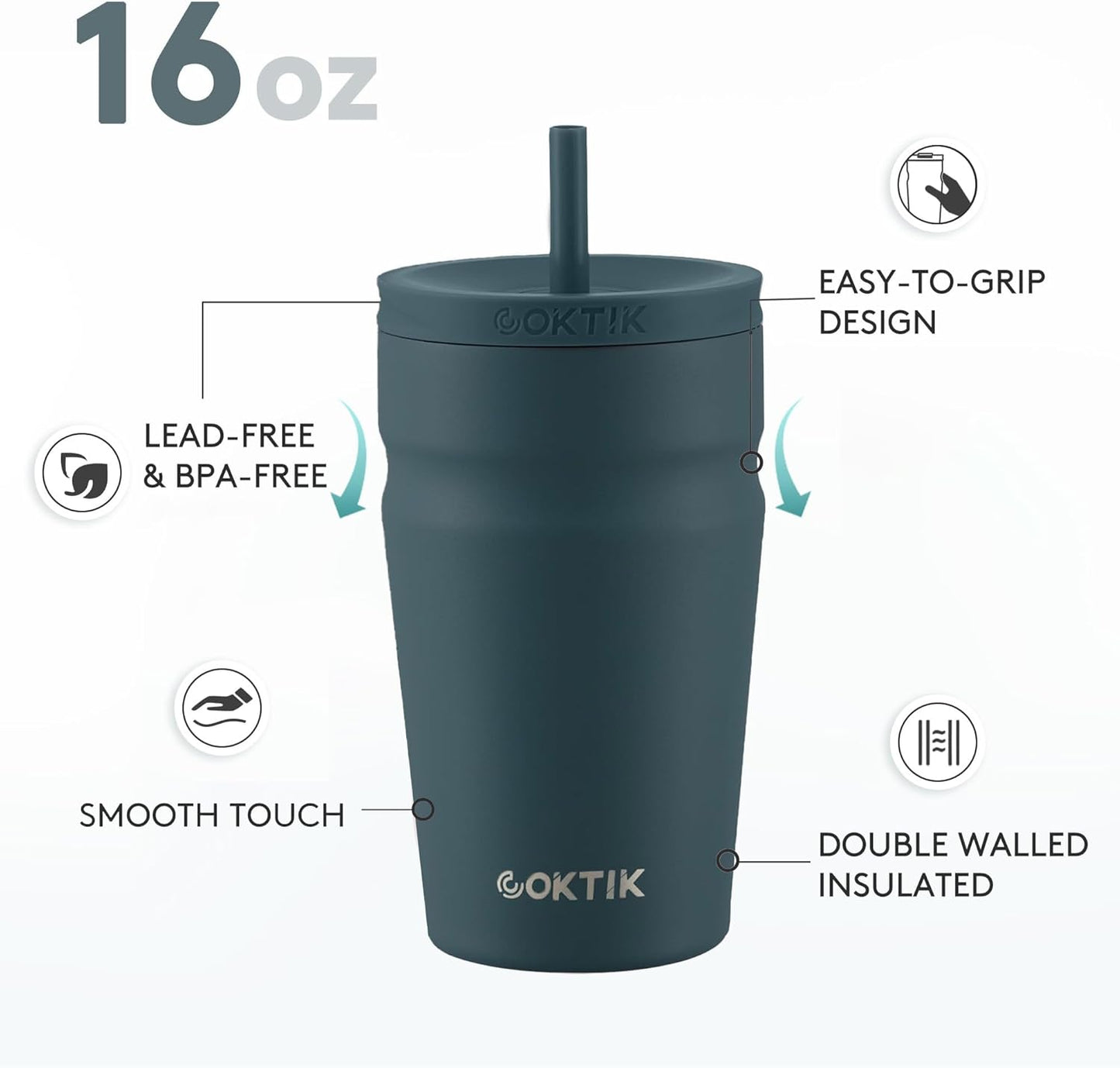 COKTIK 24oz Insulated Tumbler with Lid and Straw Iced Coffee Cup Reusable Stainless Steel Travel Mug Water Bottle Cupholder Friendly for Women Men Her Him (Blush)