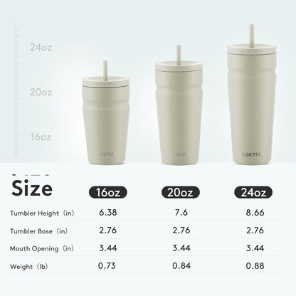 COKTIK 24oz Insulated Tumbler with Lid and Straw Iced Coffee Cup Reusable Stainless Steel Travel Mug Water Bottle Cupholder Friendly for Women Men Her Him (Blush)