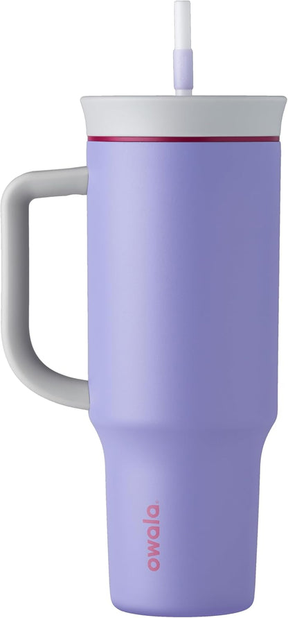 Owala Stainless Steel Triple Layer Insulated Travel Tumbler with Spill Resistant Lid and Straw, BPA Free, 24 oz, Grey/Blue (The Great Blue)