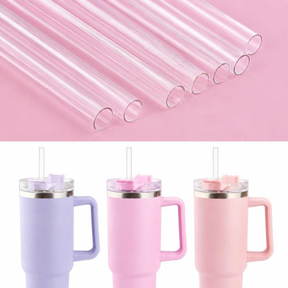 Replacement Straw Compatible with 40 oz Stanley Quencher Tumbler, 12 Inch Extra Long Reusable Plastic Straws for 40 Oz Cup,Clear-6 Pack