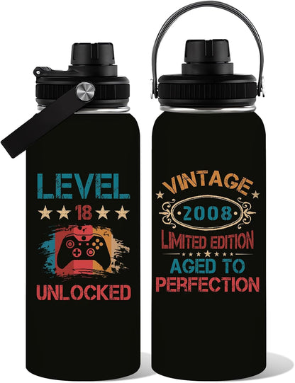 Pickleball Water Bottle 32oz | Insulated Stainless Steel Travel Tumbler with Lid Leak-Proof Keep Hot or Cold, BPA-Free |Dink Responsibly Gifts for Pickleball Lovers