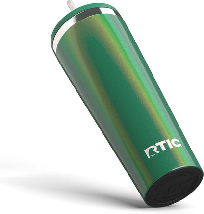 RTIC 20oz Everyday Tumbler Insulated Stainless Steel Portable Travel Coffee Cup with Straw, Ceramic Lining, Spill-Resistant Lid, BPA-Free, Hot and Cold Drink, Beach
