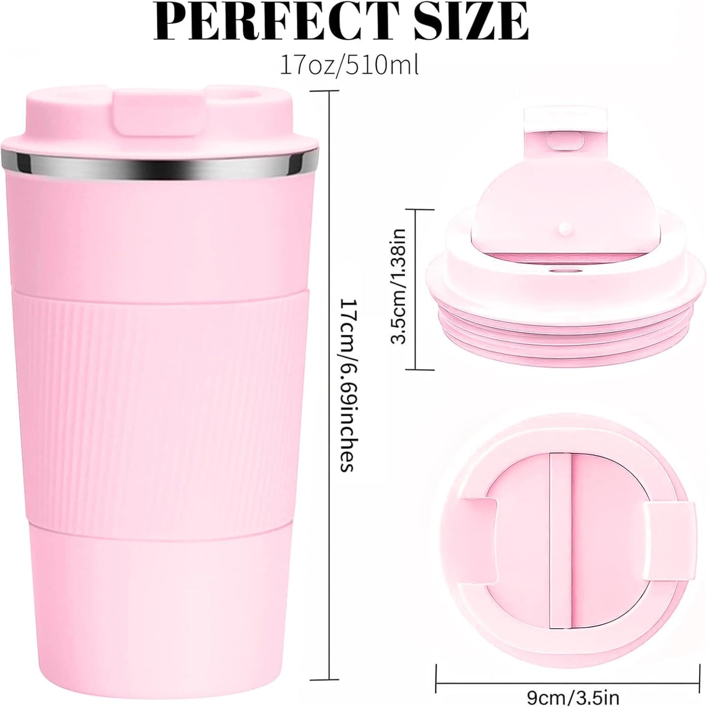 YINBAOGE Insulated Travel Coffee Mug, Spill & Leak Proof, Portable To Go Camping Stainless Steel Coffee Tumbler, Reusable Thermal Coffee Cup with Lid for Hot & Cold Drinks (Black, 12 OZ)