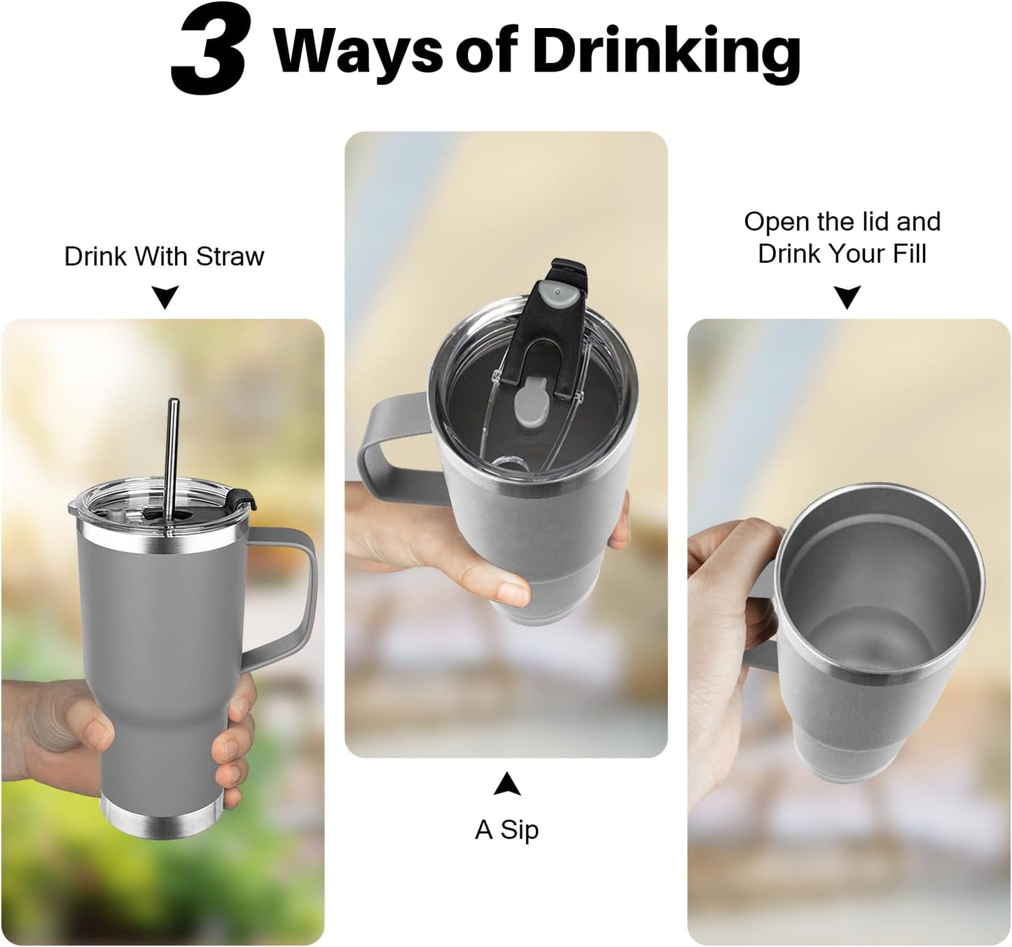 20 oz Tumbler with Handle, Stainless Steel Insulated Tumbler with Lid and Straw, Double Wall Vacuum Coffee Mug Tumbler, Insulated Coffee Thermal Cup for Cold and Hot (Light Purple)