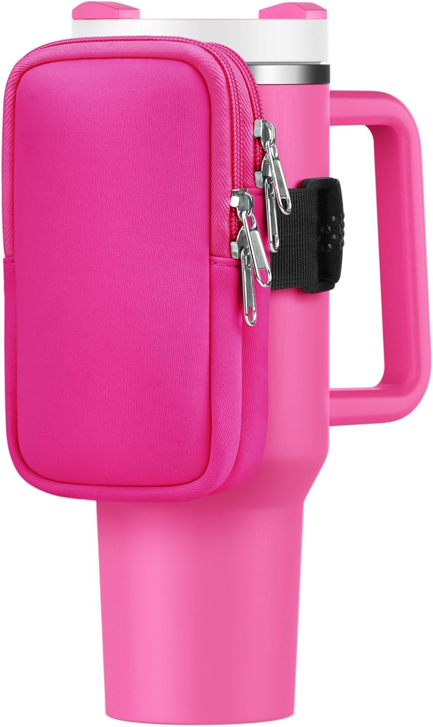 Water Bottle Pouch For Stanley Cup 40oz 30oz, Running Water Bottle Bag for Cards, Keys, Phone, Gym Accessories For Men Women, Travel Tumbler Mug Pouch Compatible With Stanley, Simple Modern