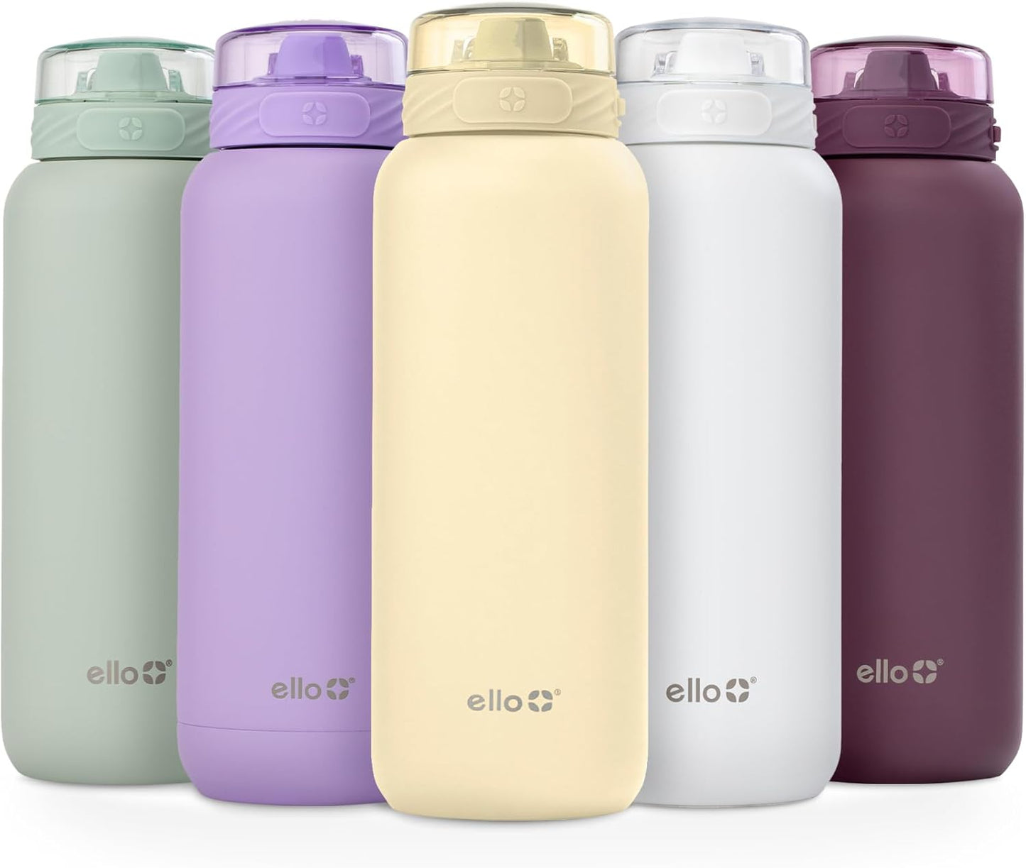 Ello Cooper 22oz Stainless Steel Water Bottle with Straw and Carry Handle, Double Walled and Vacuum Insulated Metal, Leak Proof Locking Lid with Soft Silicone Spout, Reusable, BPA Free, Lilac