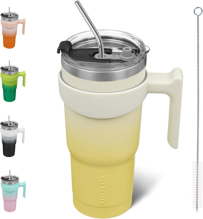 BJPKPK Tumbler With Handle And Straw Lid 40 oz Stainless Steel Insulated Coffee Tumbler Cups For Home, Office or Car,Turquoise