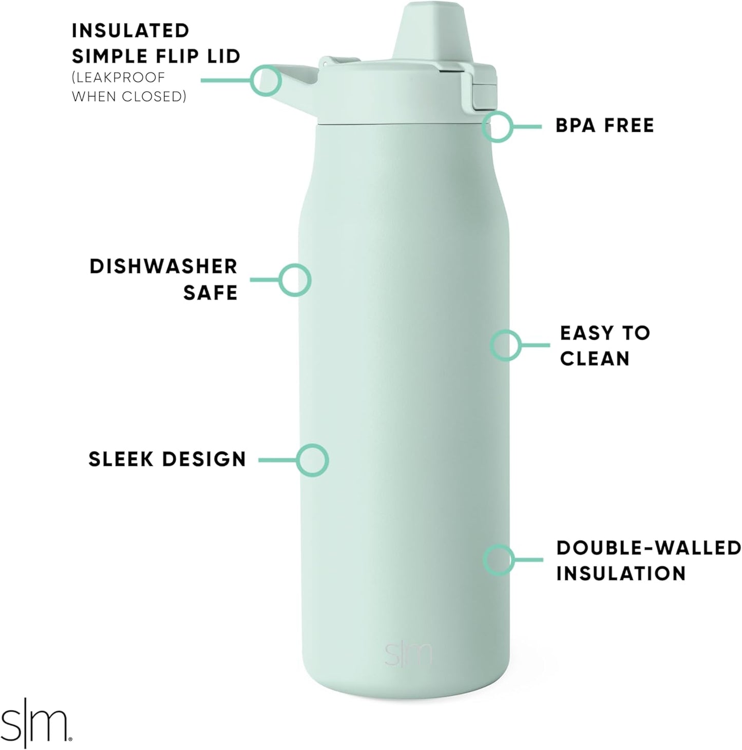 Simple Modern Filtered Water Bottle | Insulated Stainless-Steel Carbon Filter Travel Water Bottles | Reusable for Clean Drinking Water On The Go | 34oz, Sea Glass Sage
