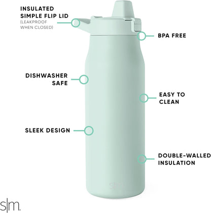 Simple Modern Filtered Water Bottle | Insulated Stainless-Steel Carbon Filter Travel Water Bottles | Reusable for Clean Drinking Water On The Go | 34oz, Sea Glass Sage