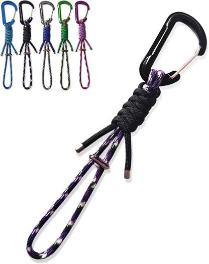 Paracord Keychain - Triangle/D-Shaped Carabiner Clip with Lanyard for Hanging Water Bottle, Key, Backpacks and More