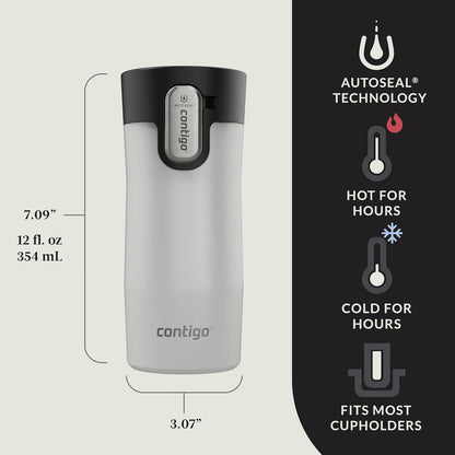 Contigo AUTOSEAL West Loop Vacuum-Insulated Stainless Steel Travel Mug with Easy-Clean Lid 12 oz Blueberry