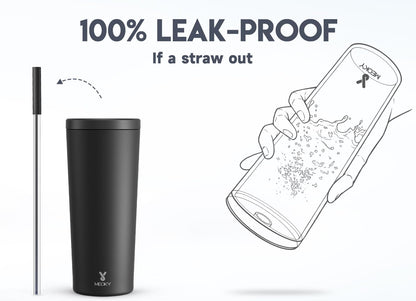 Meoky 24 oz Insulated Tumbler with Lid and Straw, Stainless Steel Vacuum Insulated Tumbler, Keeps Cold for 24 Hours, 100% Leak Proof, Fits in Car Cup Holder (Night)