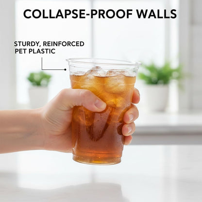 16 OZ Plastic Cups with Lids and Straws, 25 Clear Disposable Coffee Cups With Lids 16 OZ Disposable Cold Brew Cup for Parfait, Bubble Tea, Smoothies