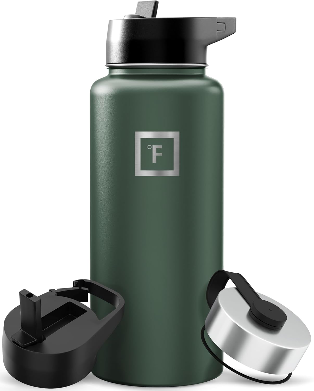 IRON °FLASK Camping & Hiking Hydration Flask with Straw, Wide Mouth Insulated Stainless Steel Sports Water Bottle - 22 oz Aurora