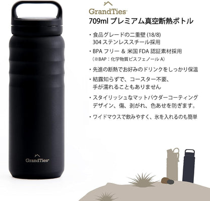 GRANDTIES 2 Lids Sports Stainless Steel Water Bottles – Wide Mouth Vacuum Insulated Reusable Leak Proof BPA-Free Travel Metal Canteen, Thermal Bottles for Men Women Gym (Ivory White 32 oz)