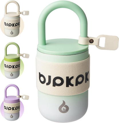 BJPKPK 13oz Insulated Stainless Steel Loop Tumbler With Lid And Handle Travel Coffee Mug Thermal Cup,Latte