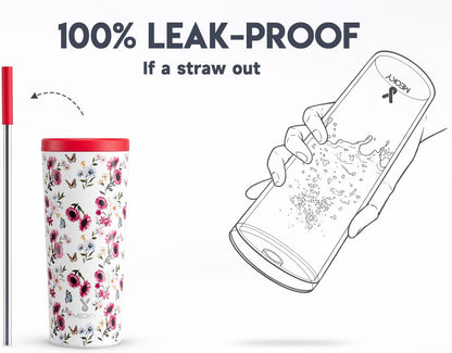 Meoky 24 oz Insulated Tumbler with Lid and Straw, Stainless Steel Vacuum Insulated Tumbler, Keeps Cold for 24 Hours, 100% Leak Proof, Fits in Car Cup Holder (Night)