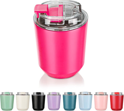 Puraville Insulated Tumblers with Lid, 14 oz Travel Coffee Mug Stainless Steel Vacuum Cup, Leak Proof Reusable Double Walled Coffee Tumbler for Iced and Hot Drinks, Cream