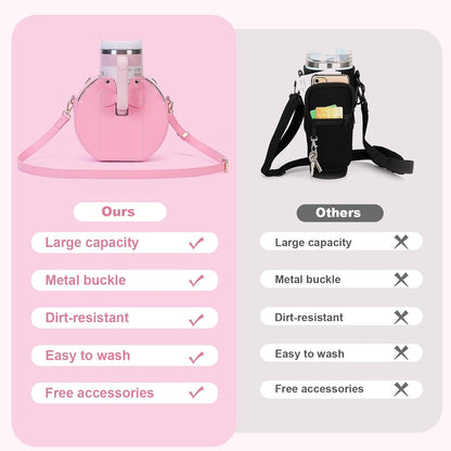 Stanley Purse Cup Holder for 40oz - Portable Crossbody Tumbler Bag with Strap, Water Bottle Carrier for Outdoor Travel