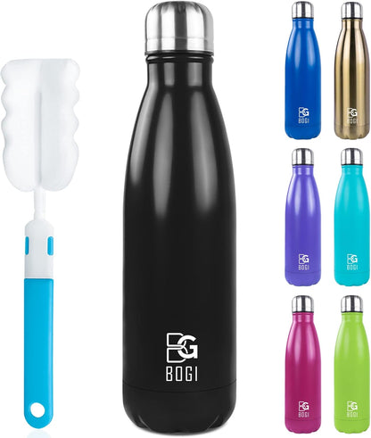 BOGI 17oz Insulated Water Bottle Double Wall Vacuum Stainless Steel Water Bottles, Leak Proof Metal Sports Water Bottle Keeps Drink Hot and Cold - Perfect for Outdoor Sports Camping Biking (Purple)