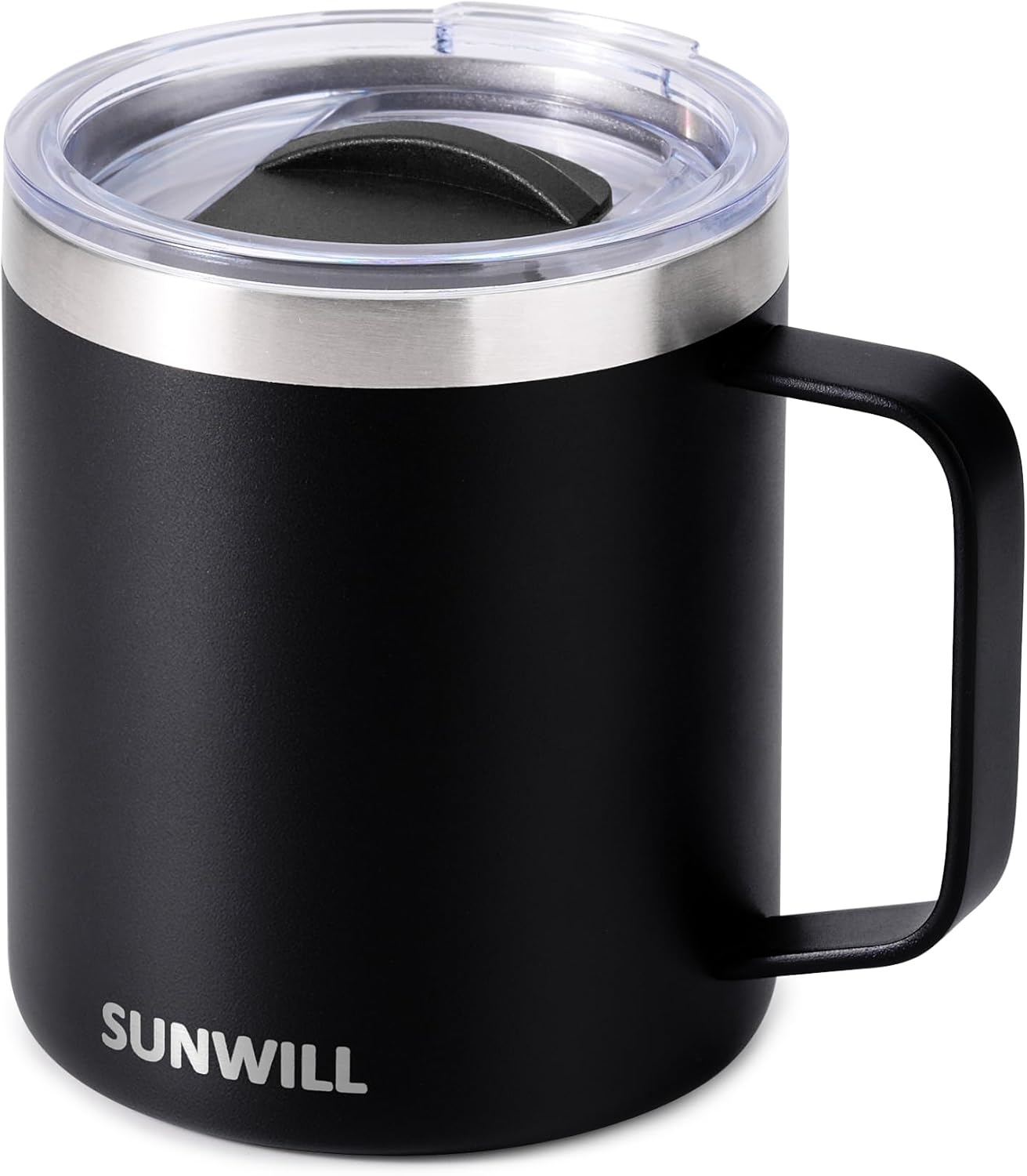 SUNWILL Travel Coffee Mug with Lid, Insulated Tumbler with Handle, 14 oz Stainless Steel Cup for Ice, Water, Tea, Rose Gold