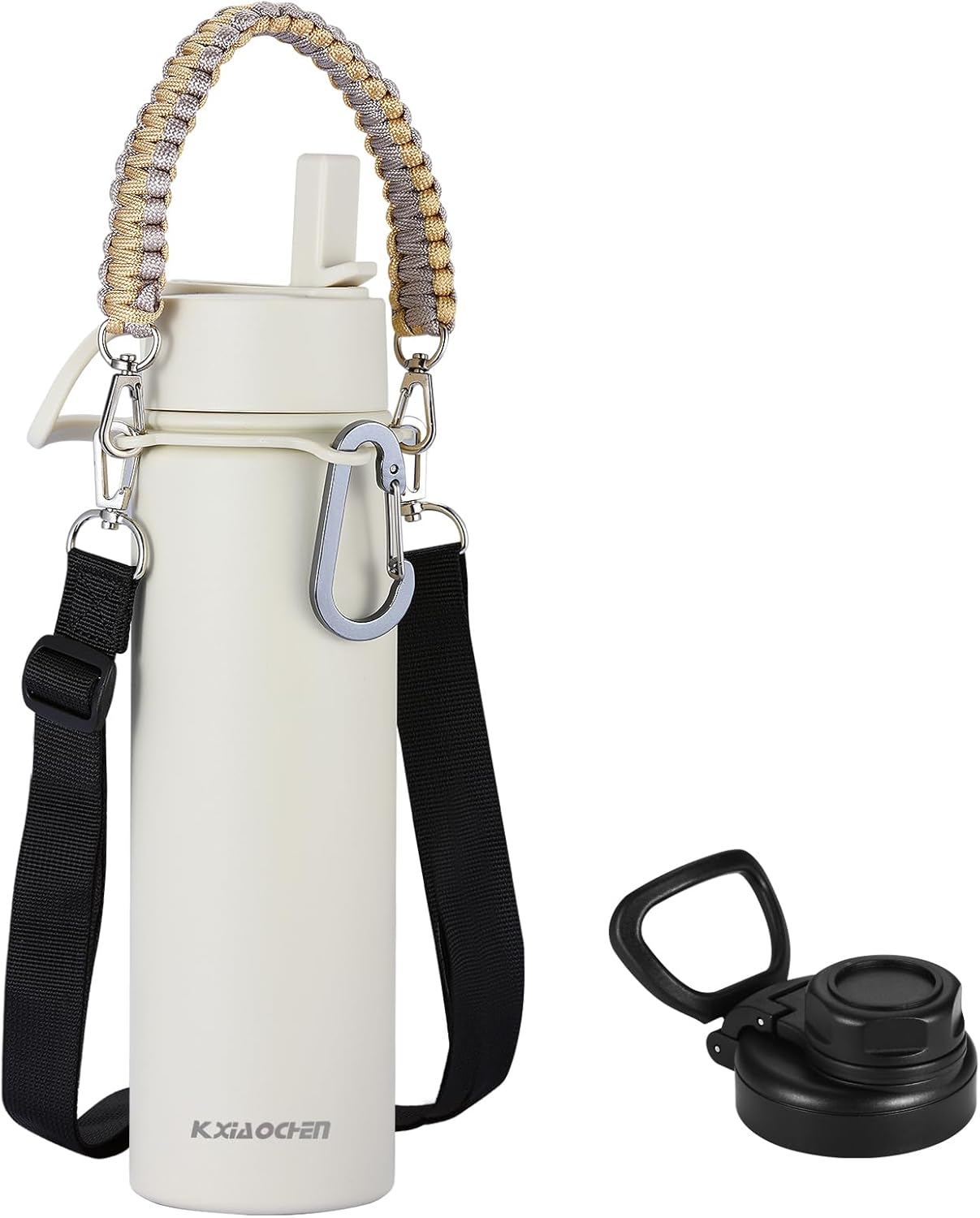 KXIAOCHEN Insulated Water Bottle With Strap, Cold For 48 Hrs Leak Proof, Triple Wall Stainless Steel Sports Water Bottle With Straw And Spout Lid For Gym Hiking Travel