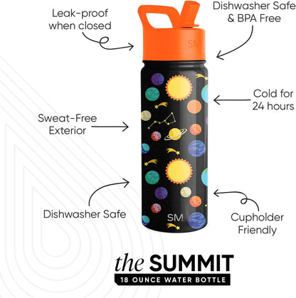 Simple Modern Kids Water Bottle with Straw Lid | 14oz Insulated Stainless Steel Kids Tumbler & Spill Proof Toddler Cup for School, Girls, Boys | Summit | Chloe Floral - Colors A